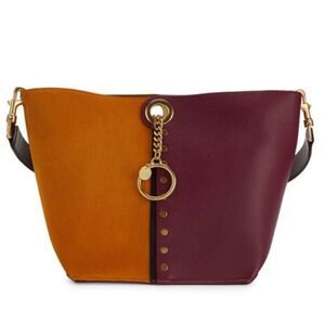 See by Chloe Gaia Colorblocked Suede Leather Oversized Hobo Bag in Sienna